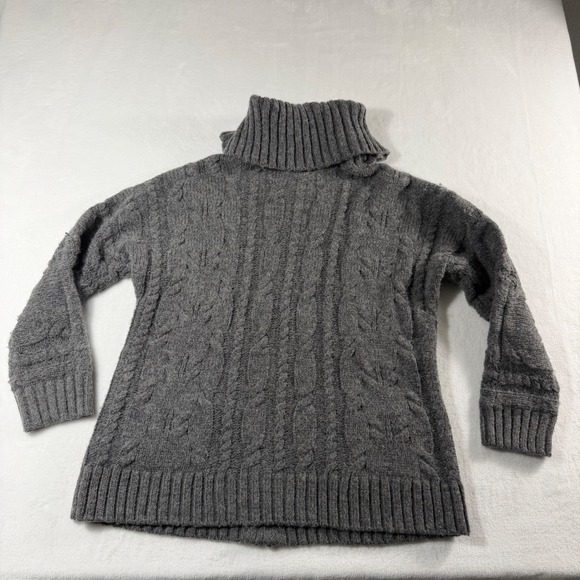 Talbots Cable Knit Cardigan Womens Medium Gray Alpaca Wool Zip Sweater EUC - Picture 5 of 9